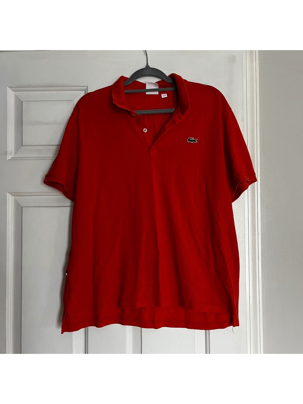 Lacoste L!VE orange Cotton Polo Shirt Size 8 Made in Peru